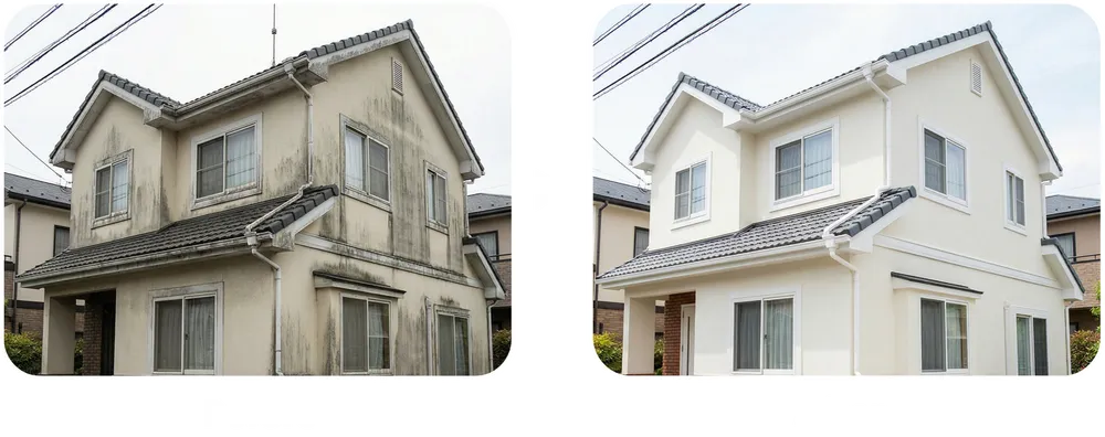外壁洗浄ビフォーアフター